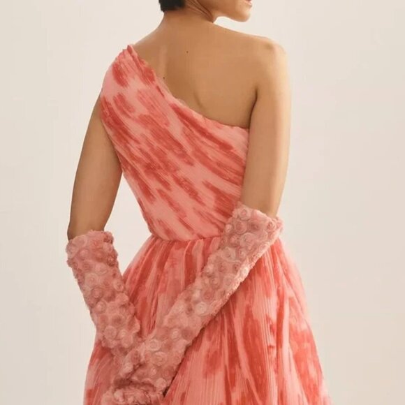 NWT Anthropologie Hutch One Shoulder Floral Tulle Pink Puffer Watercolor Romper - Picture 5 of 13